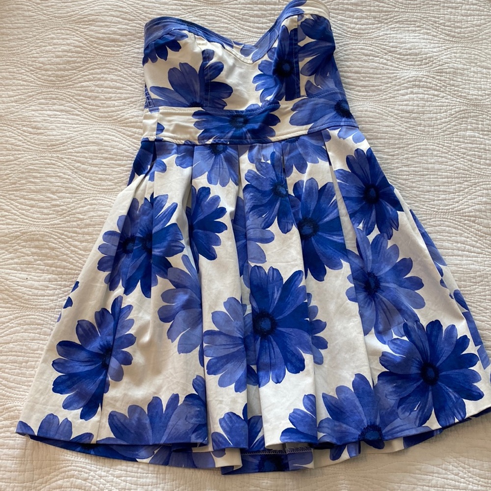 DejaVu Cotton Strapless Floral Dress VGUC